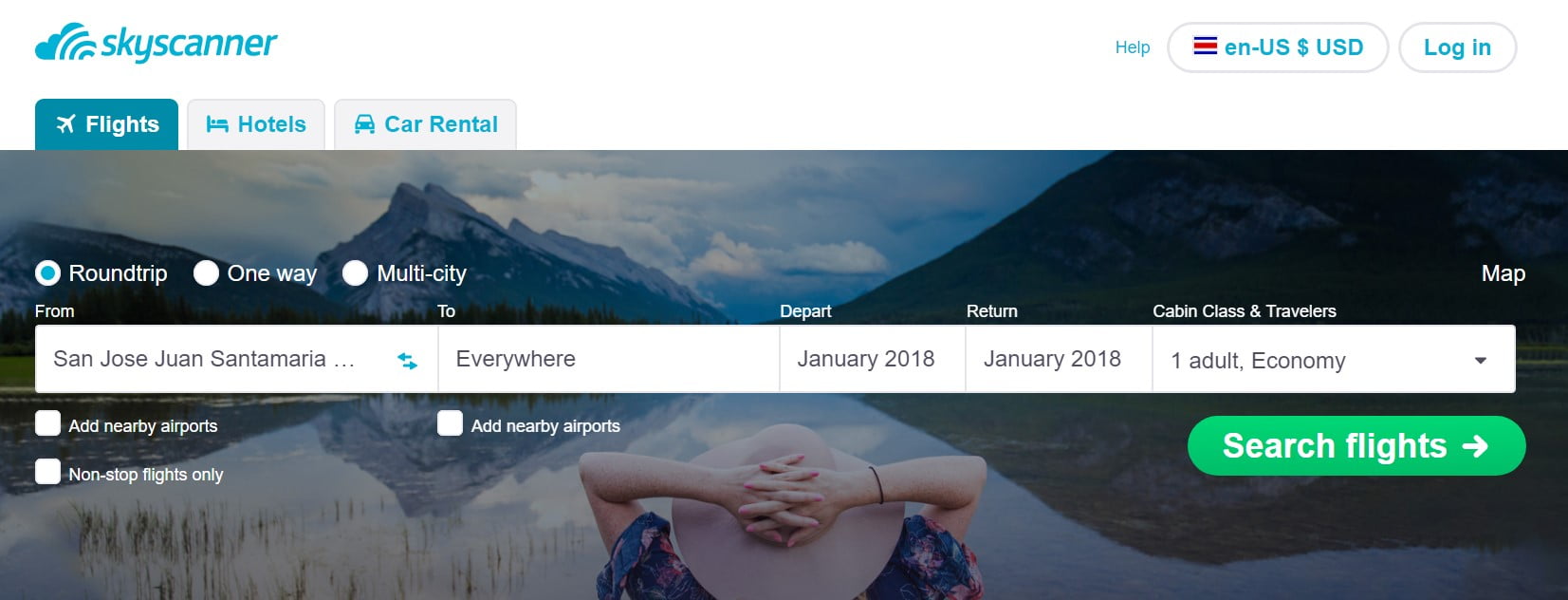 Skyscanner "Everywhere" feature