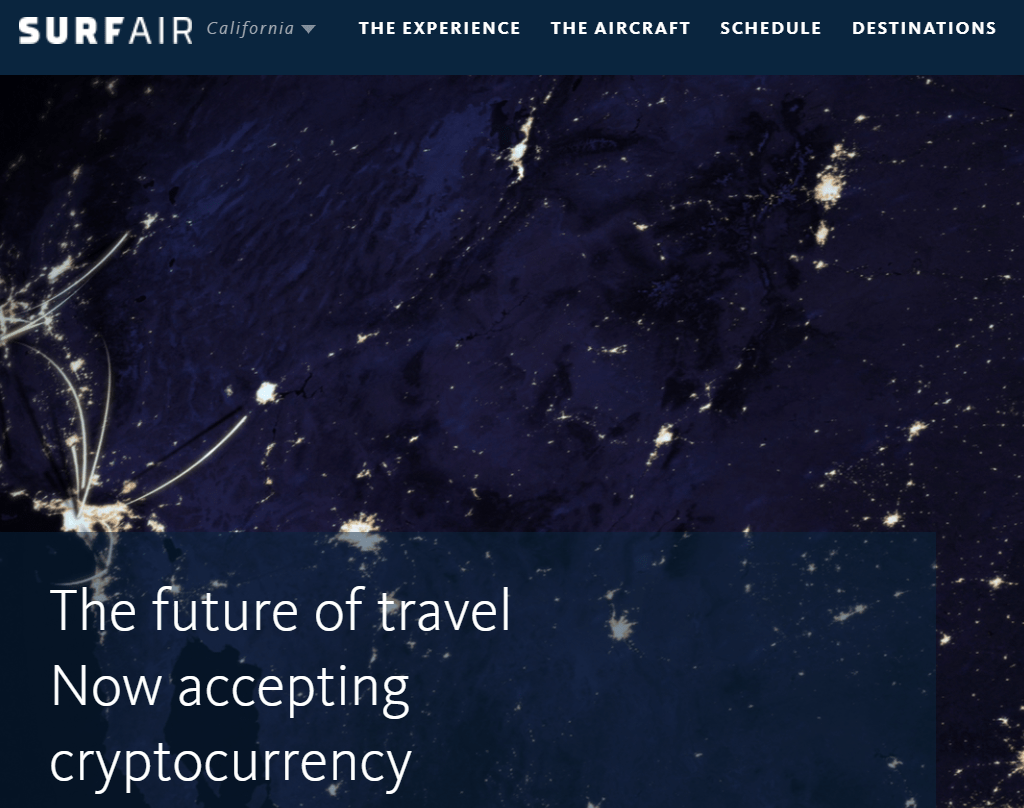 Surfair is one of the 7 ways to use cryptocurrency for travel