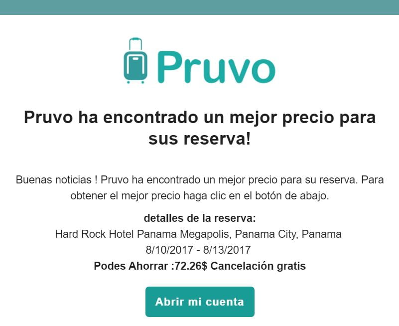 Pruvo te encontró un mejor precio para su hotel