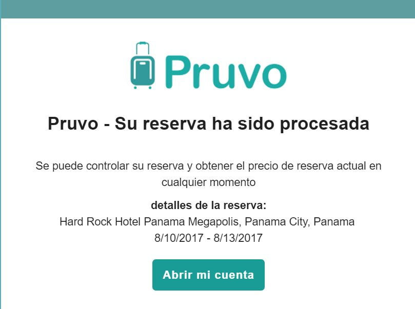 Pruvo esta procesando su reserva