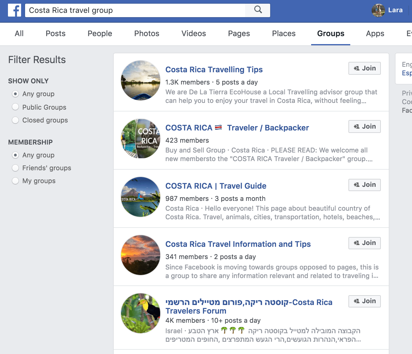 Use FB to research for your trip