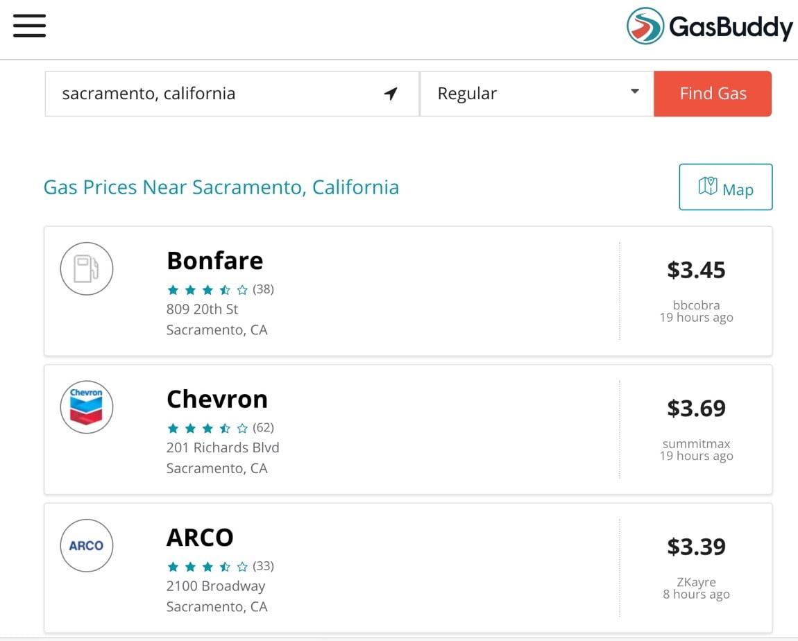 Gasbuddy travel site for lowering fuel costs 