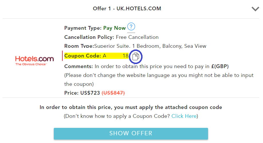 how to use coupon codes for hotel bookings.