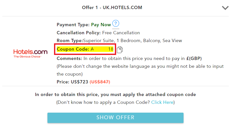 how to use coupon codes for hotel bookings