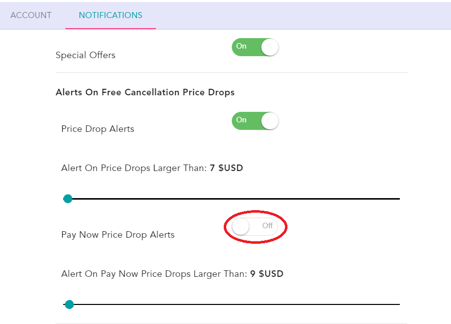 how to receive only pay later price drop alerts.