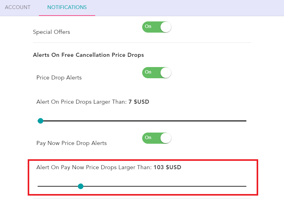 how to receive only pay later price drop alerts