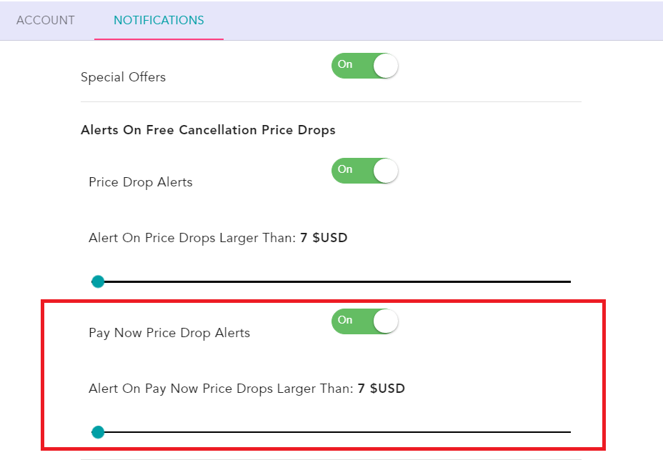 how to receive only pay later price drop alerts