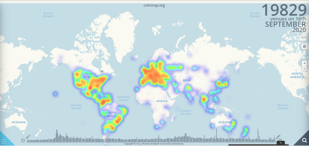 Coinmap muestra lugares cercanos que aceptan criptomonedas como método de pago
